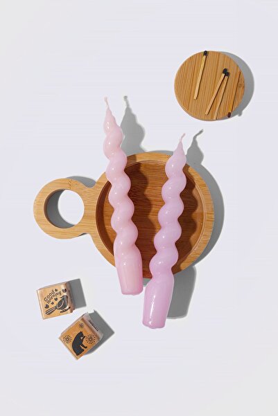 Gizemli Home 2 Li Italyan Burgulu Pembe Şamdan Mumu