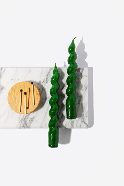 Gizemli Home 2 Li Italyan Burgulu Yeşil Şamdan Mumu