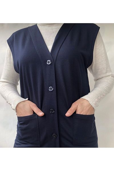 ece bayan giyim Short Mother Vest - Combed Cotton and Buttoned