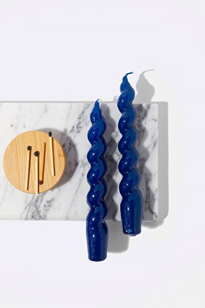 Gizemli Home 2 Li Italyan Burgulu Lacivert Şamdan Mumu