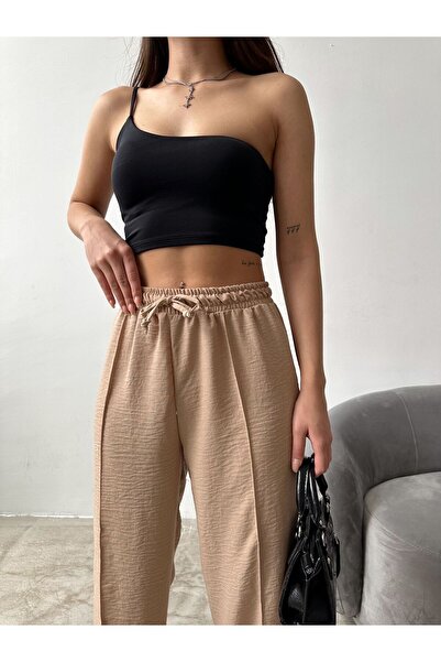 bgom بنطلون كتان نسائي عالي الخصر مريح - نسيج صيفي خفيف، طراز كاجوال وأنيق