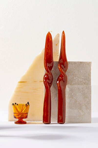 Gizemli Home 2 Li Kahverengi Burgulu Şamdan Mumu