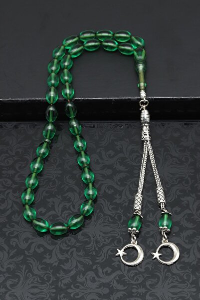 Alibaba Doğaltaş Mărgele de rugăciune cu tăietură de orz verde - 6x10mm