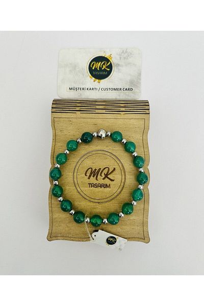 MK tasarım Real Green Agate Stone Bracelet (FLOOR SMALL STONES GET HEMATHITE) Mk.020.010