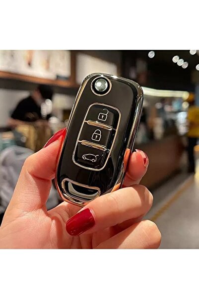 GMA KEYS Carcasa Cheie Nano Pliabilă Lux Renault Taliant 3 Butoane Negru Aur Auriu Calitate 1