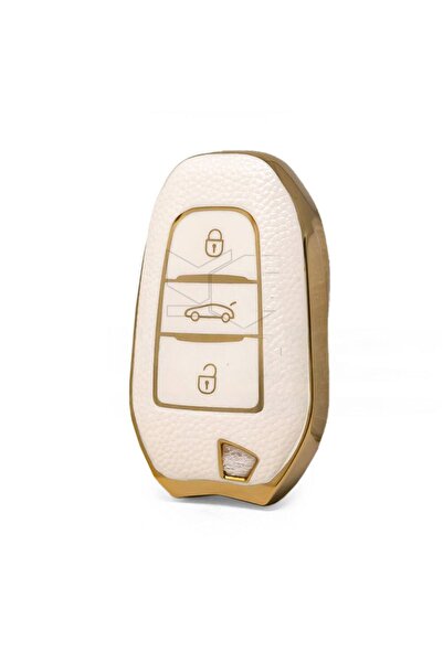 GMA KEYS حافظة مفاتيح فاخرة بيجو 208 308 508 2008 3008 5008 Rifter لون ذهبي أبيض