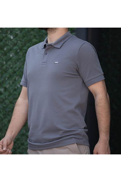 Huğlu Polo Neck Honeycomb Patterned T-Shirt
