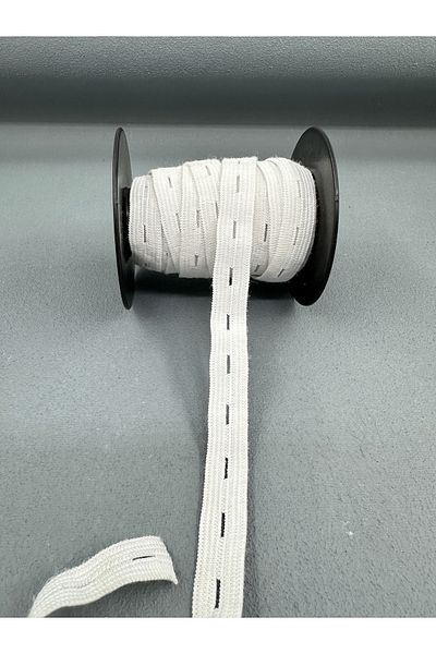 paşateks since 1995 şekil White Elastic 1.5 cm Knitted Buttonhole - 5 Meters
