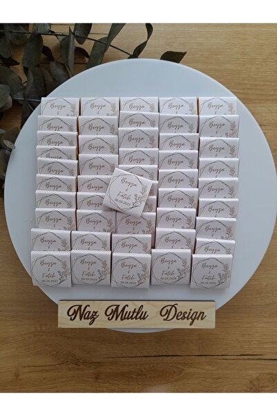 Naz Mutlu Design İsme Özel Etiketli Sütlü Madlen Çikolata Nişan Söz Düğün Kın...