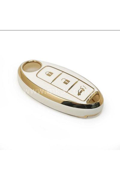 GMA KEYS Luxury Nissan Qasqai X-Trail 3 Button Smart Nano Key Case White Gold Gold Color