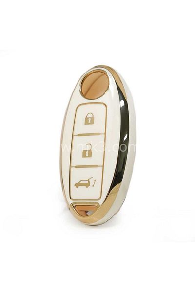 GMA KEYS Luxury Nissan Qasqai X-Trail 3 Button Smart Nano Key Case White Gold Gold Color