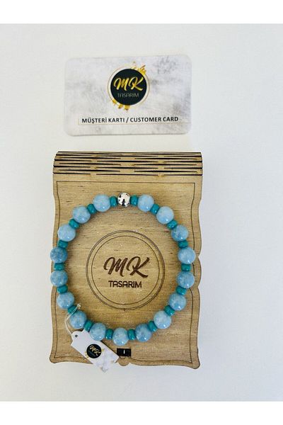 MK tasarım REAL BLUE QUARTZ TURQUOISE STONE BRACELET MK.020.005