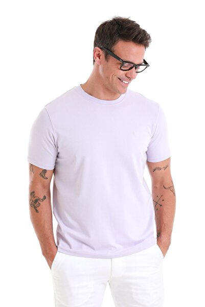 Hatemoğlu Μπλουζάκι από βαμβακερό πλεκτό λιλά κανονική εφαρμογή