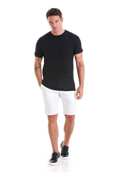 Hatemoğlu Μπλουζάκι Navy Blue Regular Fit - Βαμβακερό μπλουζάκι με λαιμόκοψη