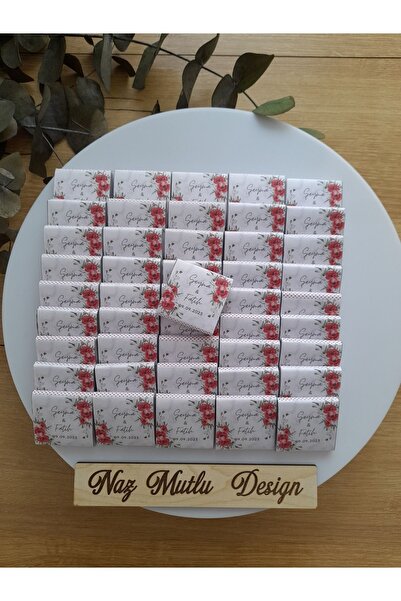 Naz Mutlu Design İsme Özel Etiketli Sütlü Madlen Çikolata Nişan Söz Düğün Kın...