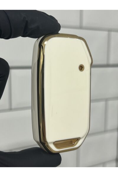 GMA KEYS Husă de lux pentru chei Kia Sportage Soul Sorento Ceed Niro cu 3 butoane Smart Nano, culoare aur alb auriu