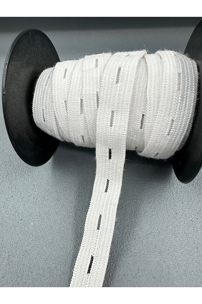 paşateks since 1995 şekil White Elastic 1.5 cm Knitted Buttonhole - 5 Meters
