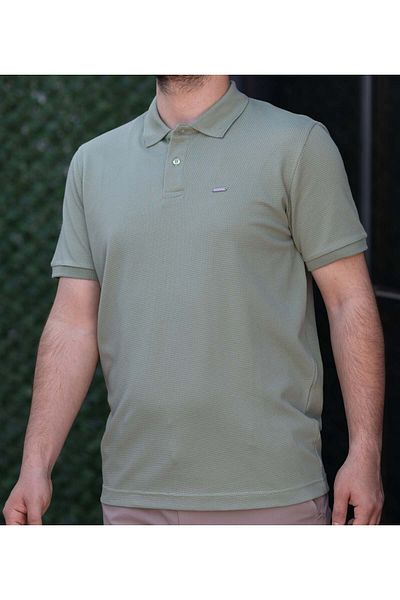 Huğlu Polo Neck Honeycomb Patterned T-Shirt