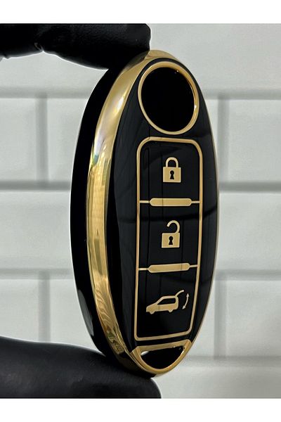 GMA KEYS Luxury Nissan Micra Juke Qashqai Note Navara Pulsar x Trail Smart Nano Key Case Black Gold