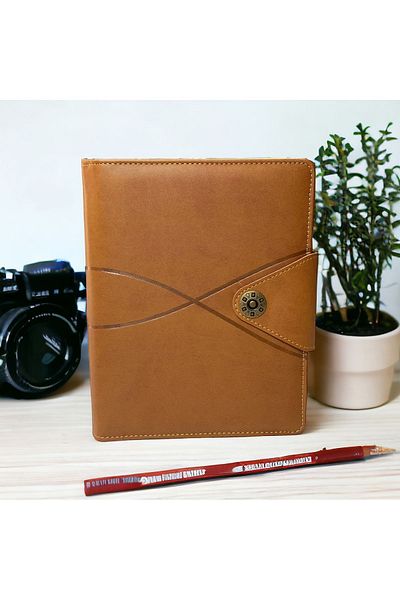 Kerem ofis Infinity Model Organizer Thermo Leather - Luxury Undated Timeless Notebook with Card Holder Compartment Mechanism