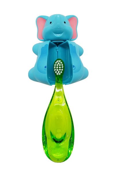 R.O.C.S. 0-3 Years Baby Hygienic Set - Toothbrush, Flipper and Storage Container - Brush with Green Elephant Figure