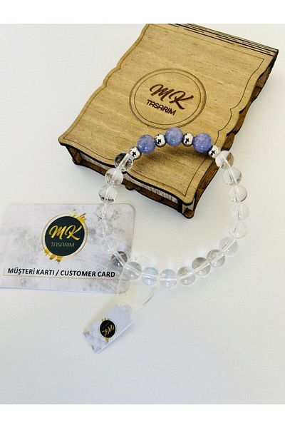 MK tasarım Real Crystal Quartz - Purple Quartz Stone Bracelet MK.003.024