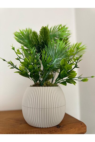 La bella bazar Πράσινο τεχνητό φυτό σε μεσαία γλάστρα με φύκια 27-30 εκ. Διακοσμητικό λουλούδι κουζίνας μπάνιου