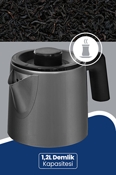 GOLDMASTER İncedem Antrasit Damlatmaz Ağız Çelik Çay Makinesi Ve Su Isıtıcısı  IN-6306AN