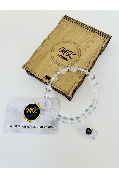 MK tasarım REAL CRYSTAL QUARTZ STONE BRACELET| IN SPECIAL BOX| CUSTOMER WITH CARD MK.001.012-1