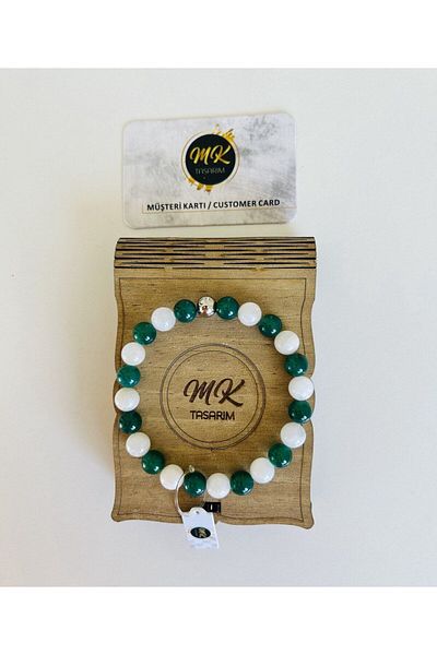 MK tasarım Moonstone Green Agate Stone Bracelet Mk.021.008