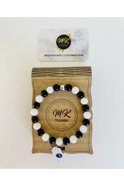 MK tasarım Real Moonstone Onyx Stone Bracelet Mk.021.005