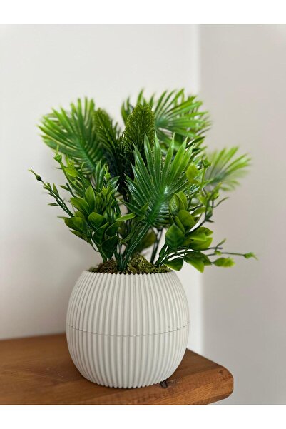 La bella bazar Πράσινο τεχνητό φυτό σε μεσαία γλάστρα με φύκια 27-30 εκ. Διακοσμητικό λουλούδι κουζίνας μπάνιου