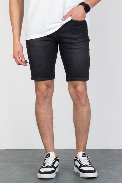 HLT JEANS Pantaloni scurți pentru bărbați, blugi, blugi din lycra, antracit - Croială relaxată, șlefuit Hlthe001952-ant