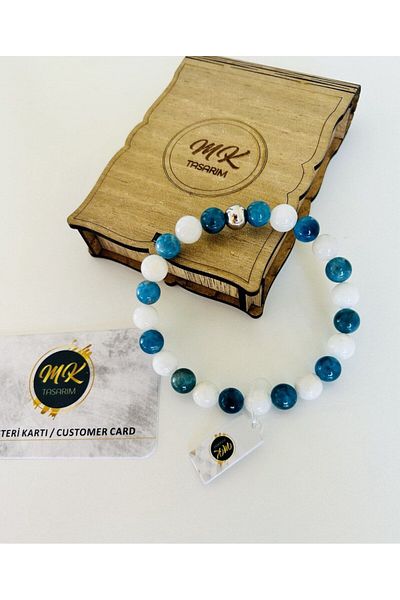 MK tasarım Real Moonstone Apatite Stone Bracelet Mk.021.004