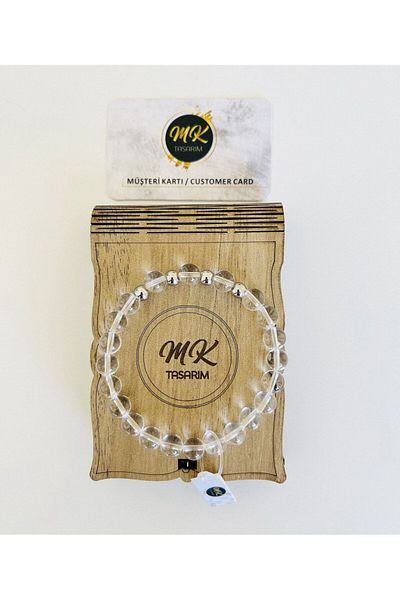 MK tasarım REAL CRYSTAL QUARTZ STONE BRACELET| IN SPECIAL BOX| CUSTOMER WITH CARD MK.001.012-1