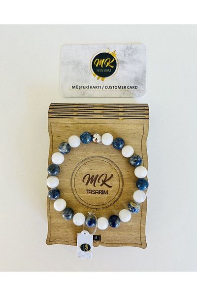 MK tasarım Real Moonstone Real Lapis Lazuli Stone Bracelet Mk.021.002