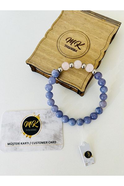 MK tasarım REAL PURPLE QUARTZ - PINK QUARTZ STONE BRACELET| IN SPECIAL BOX| CUSTOMER WITH CARD MK.004.002-1