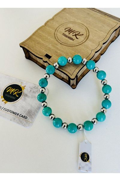 MK tasarım REAL TURQUOISE STONE BRACELET| IN THE SPECIAL BOX| CUSTOMER CARD| MK.016.001