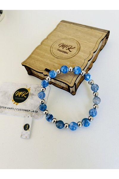 MK tasarım REAL BLUE AGATE STONE BRACELET| IN SPECIAL BOX| CUSTOMER WITH CARD| MK.016.004