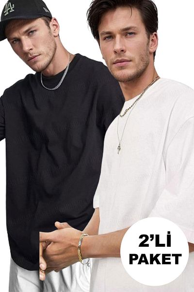 Teenage Millionaire Ανδρικό μπλουζάκι Boyfriend Salas 2 τεμαχίων ασπρόμαυρο Basic απλό χωρίς στάμπα