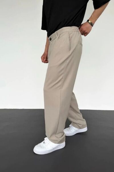 BDRMAN Baggy Krem Renk Kumaş Pantolon