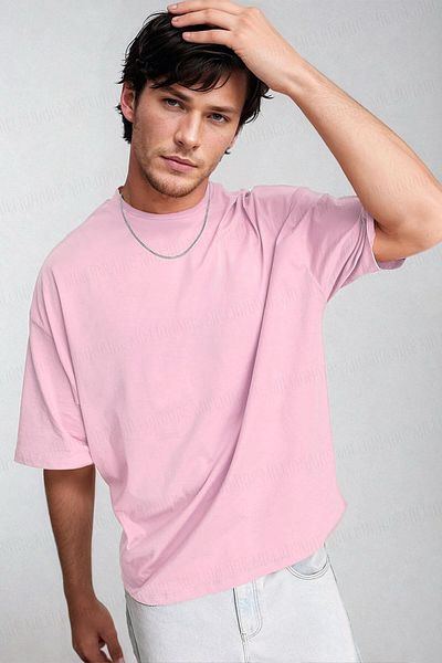 Teenage Millionaire Ανδρικό ροζ Basic απλό Unprinted Oversize μπλουζάκι Salas Boyfriend