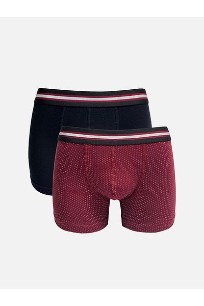 ZICCHO 2-Piece Cotton Lycra Black Claret Red Men's Boxers
