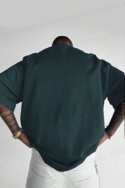 Teenage Millionaire 1 Adet Erkek Petrol Yeşili Basic Düz Baskısız Oversize Salas Loose Fit T-shirt