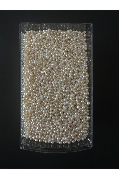LİVZA BİJUTERİ Krem  renk Cam inci boncuk 4 mm 100 gram