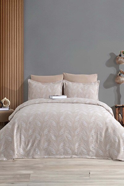 Elart Stil Yatak Örtüsü Çift Kişilik 3 Parça (240x230 cm) Bej
