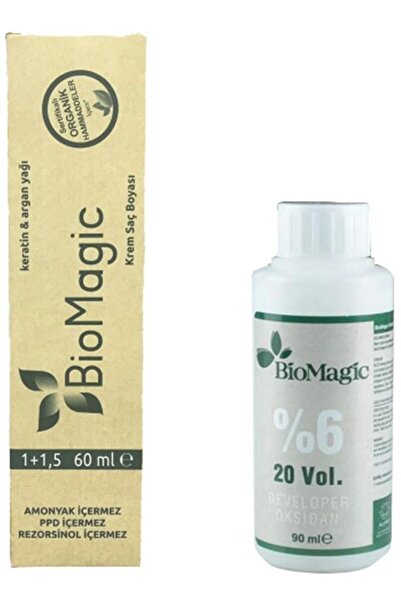 BIOMAGIC Keratin ve Arganlı Amonyaksız Organik İçerikli Saç Boyası Derin Mavi Siyah-1.01