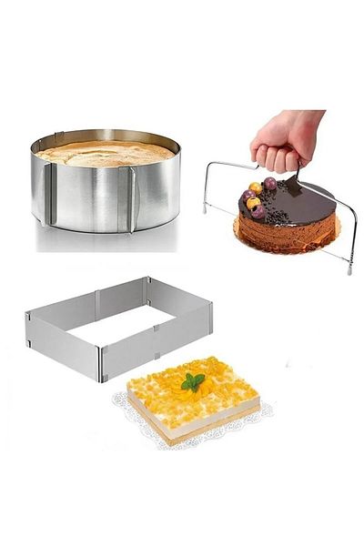Seyese Square and Circle Molded Cake Cake Preparation Set - Adjustable Cake Cake Cutting Wire