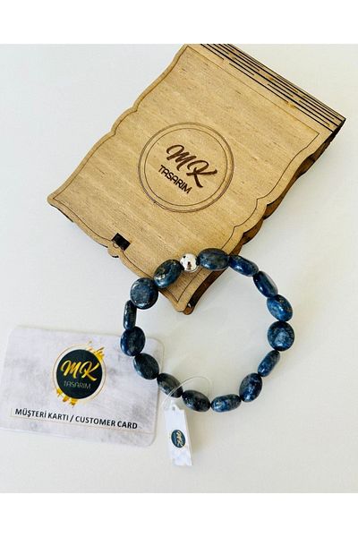 MK tasarım Real Lapis Lazuli Bracelet| Mktasarim in Special Box| Mktasarım Customer Card