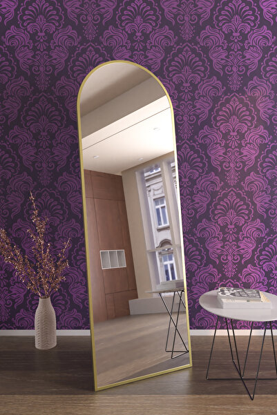 Hediyeler Kapında Oval Gold Metal Çerçeveli Ayaklı Influencer Boy Aynası 180x...